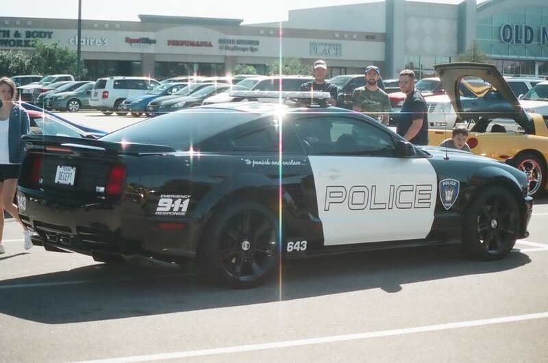 Police car at a public event