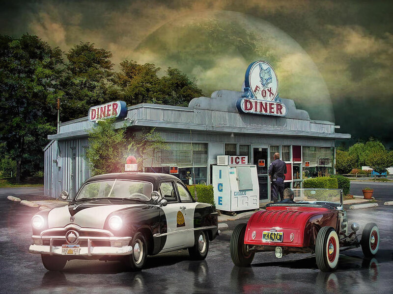 Police Car at Diner