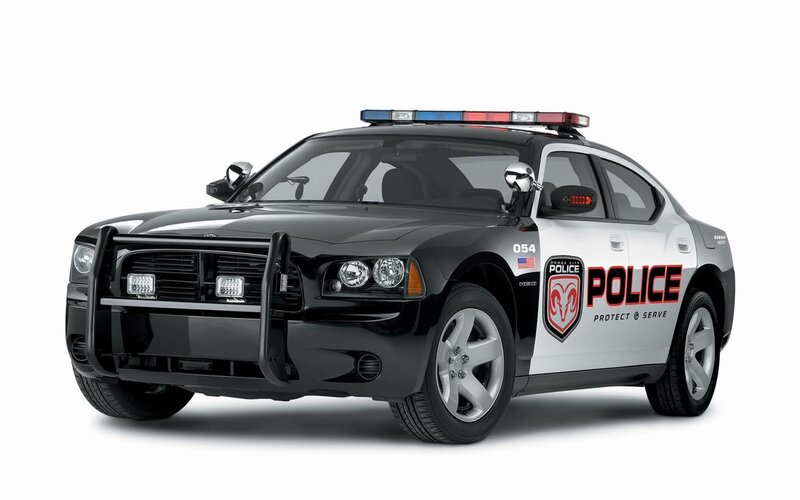 Police Car — Black, Neutral, Photograph, Light Bar