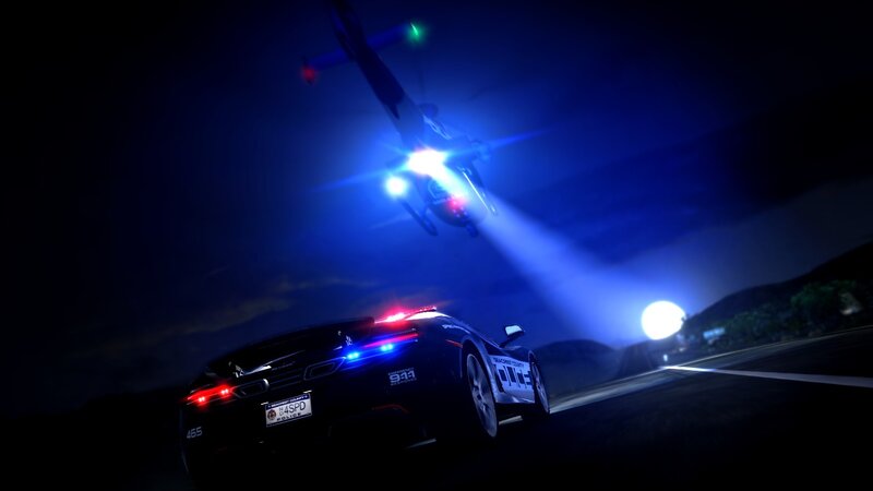 Police car chase at night