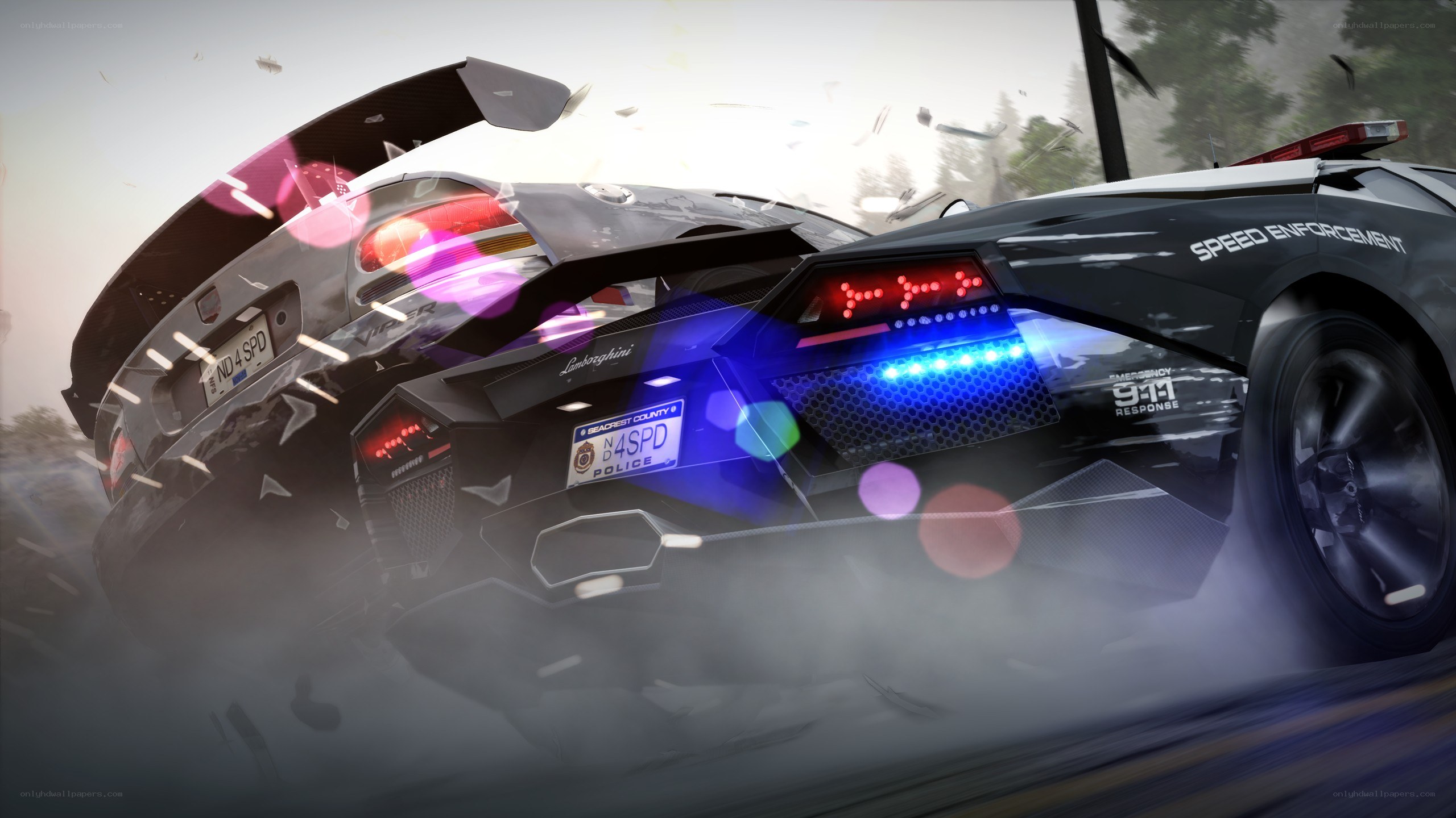 Police car chase scene