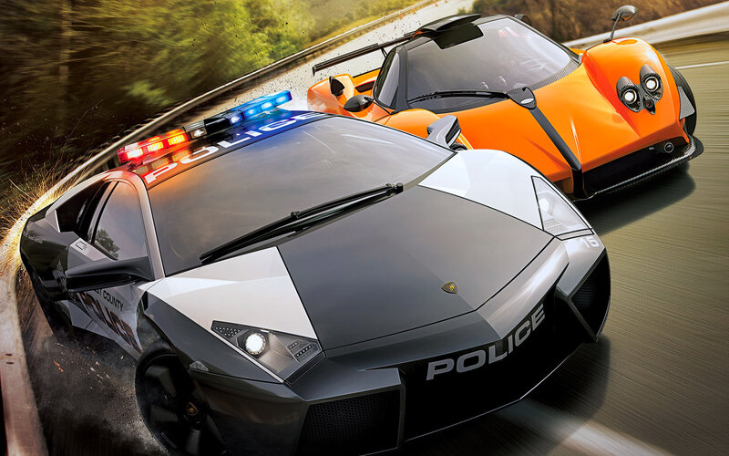 Police Car Chasing Sports Car — Black
