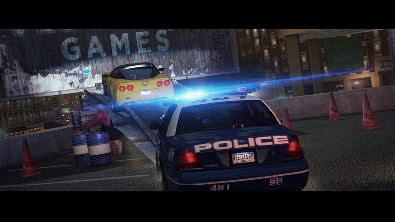 Police Car Chasing Sports Car — Blue