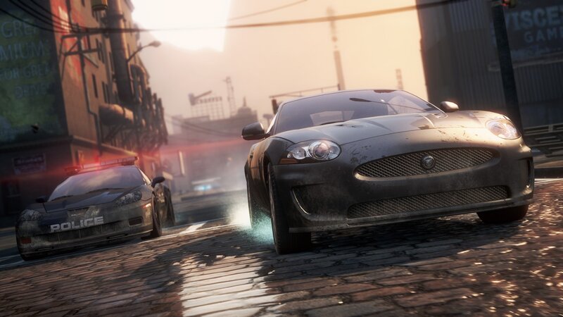 Police Car Chasing Sports Car — Gray
