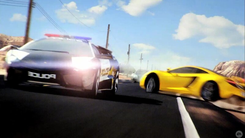 Police Car Chasing Sports Car — Yellow