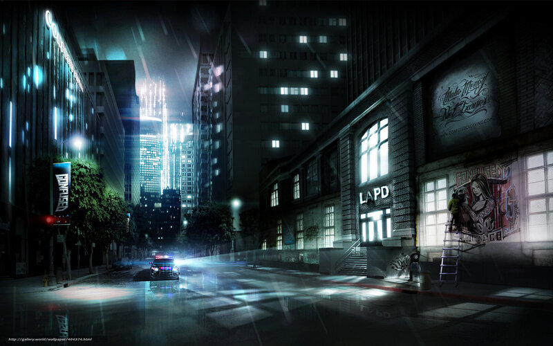 Police Car in City — Black