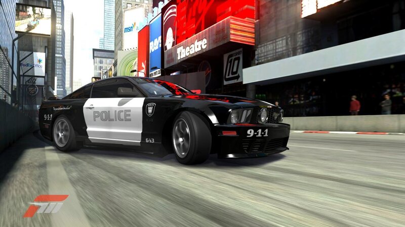 Police car in city race