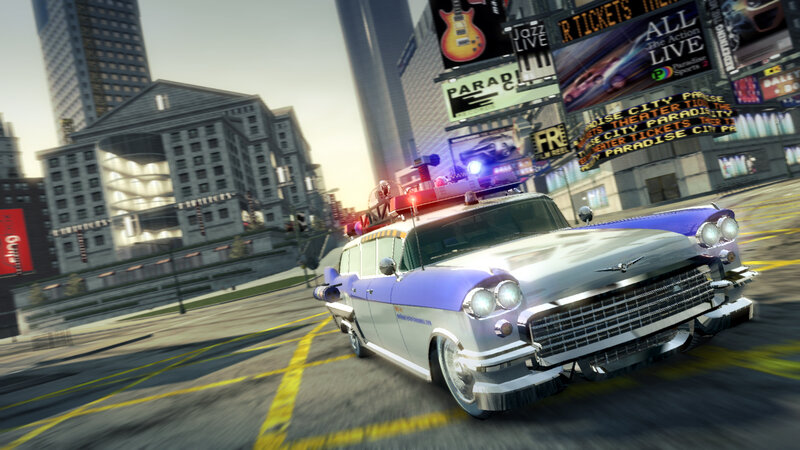 Police car in city street