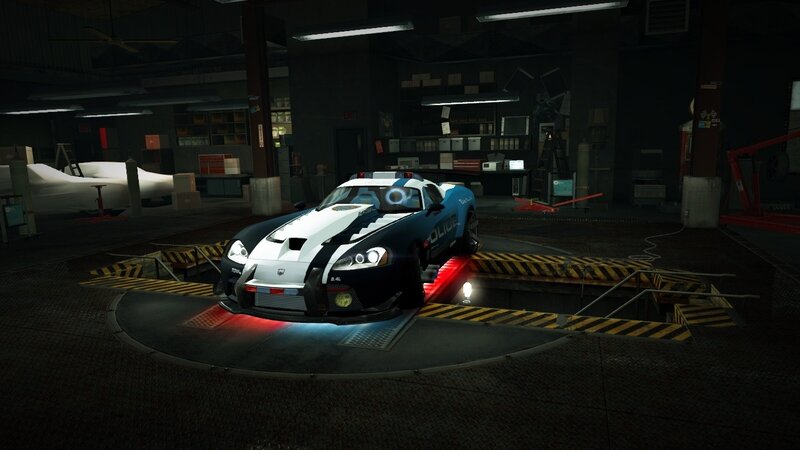 police car in garage
