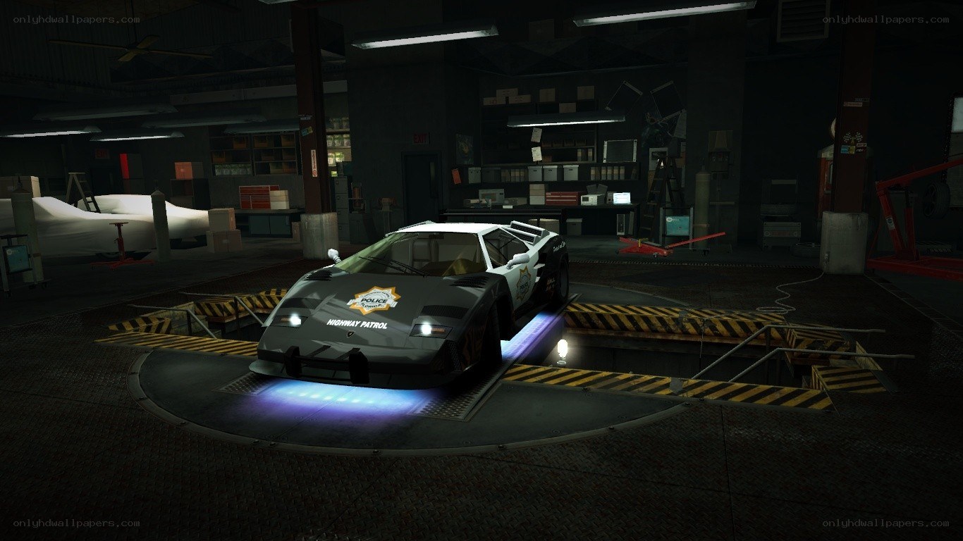 police car in garage