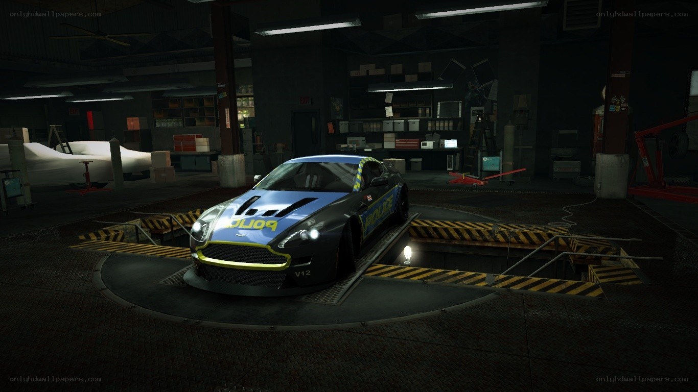 police car in garage