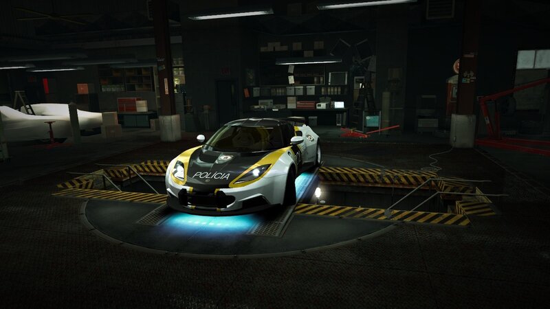 Police car in garage