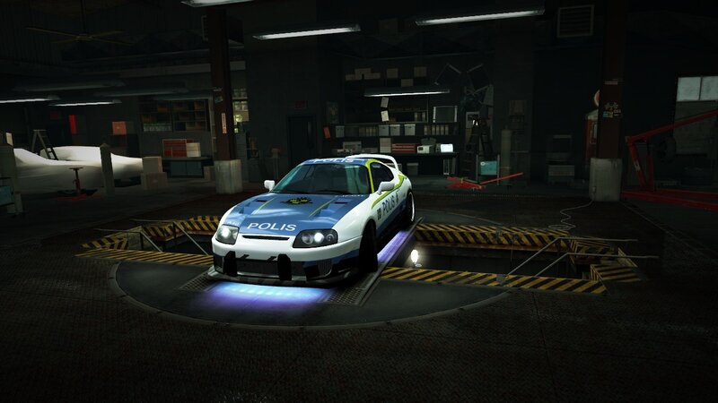 Police Car in Garage — Blue, Dark