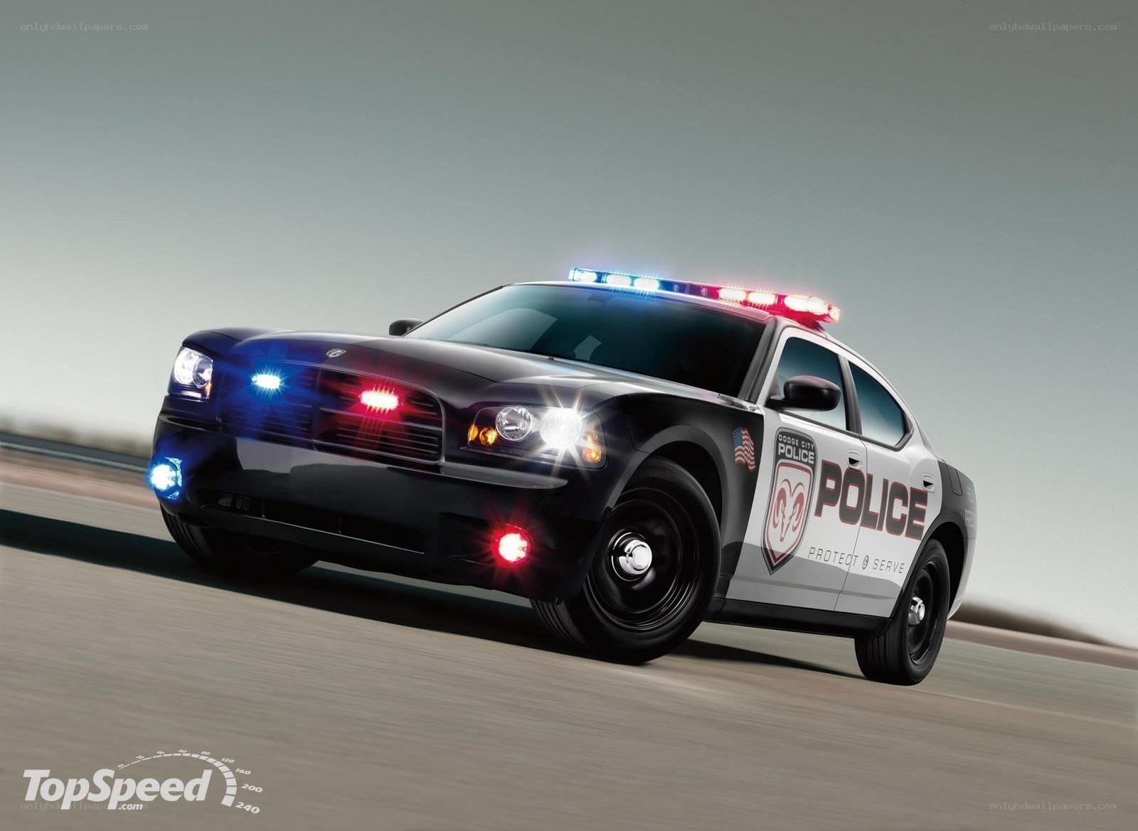 police car in motion