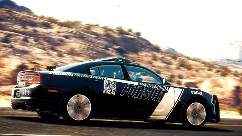 Police Car in Motion — Black