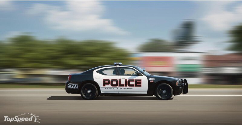 Police car in motion