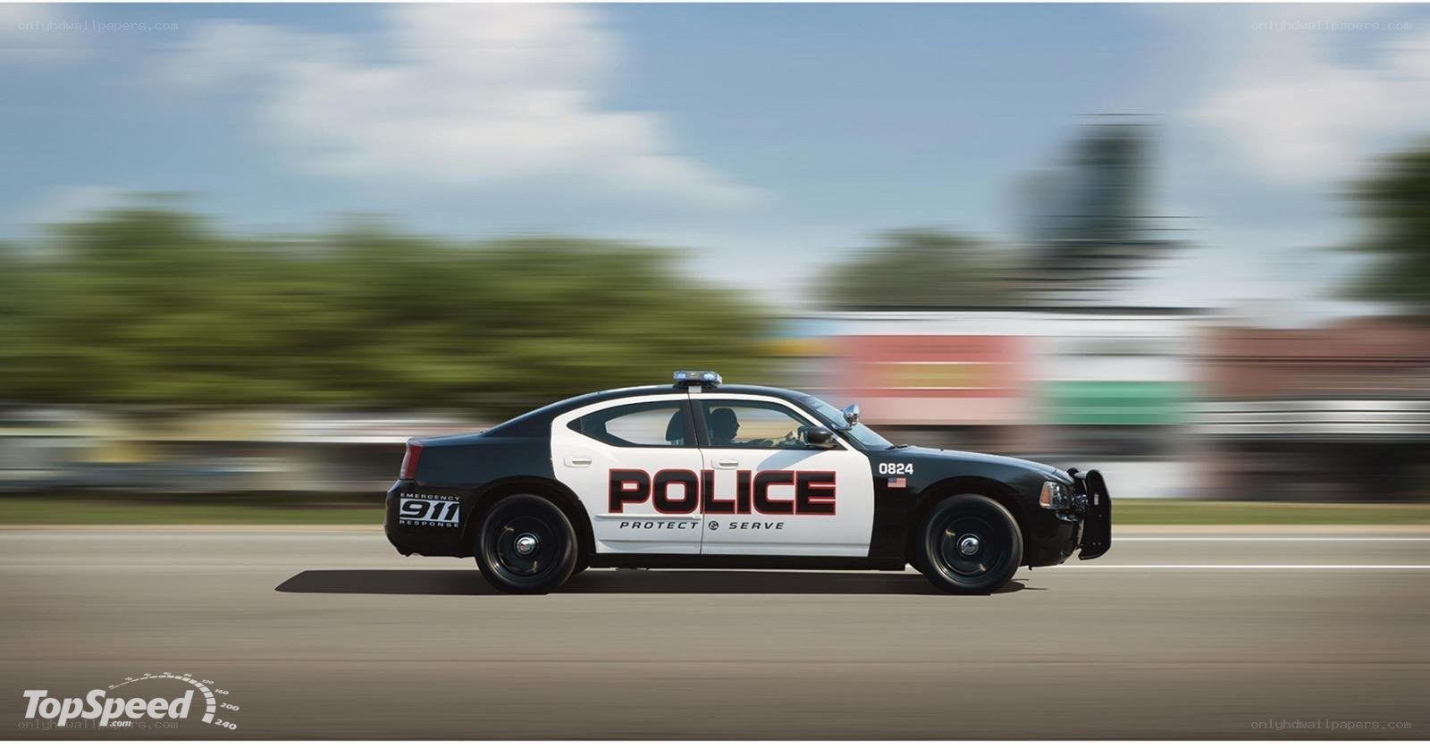 Police car in motion