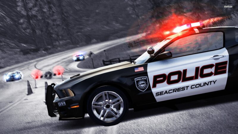 Police Car in Pursuit — Black, Dramatic