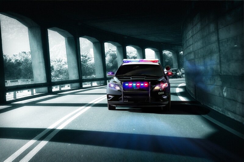 Police Car in Tunnel — Black