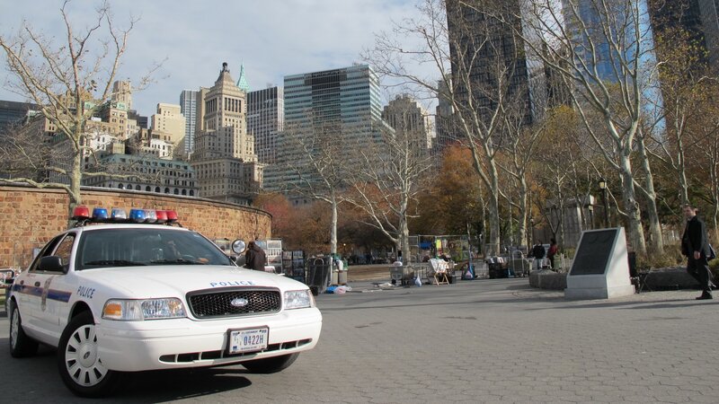 Police car in urban park