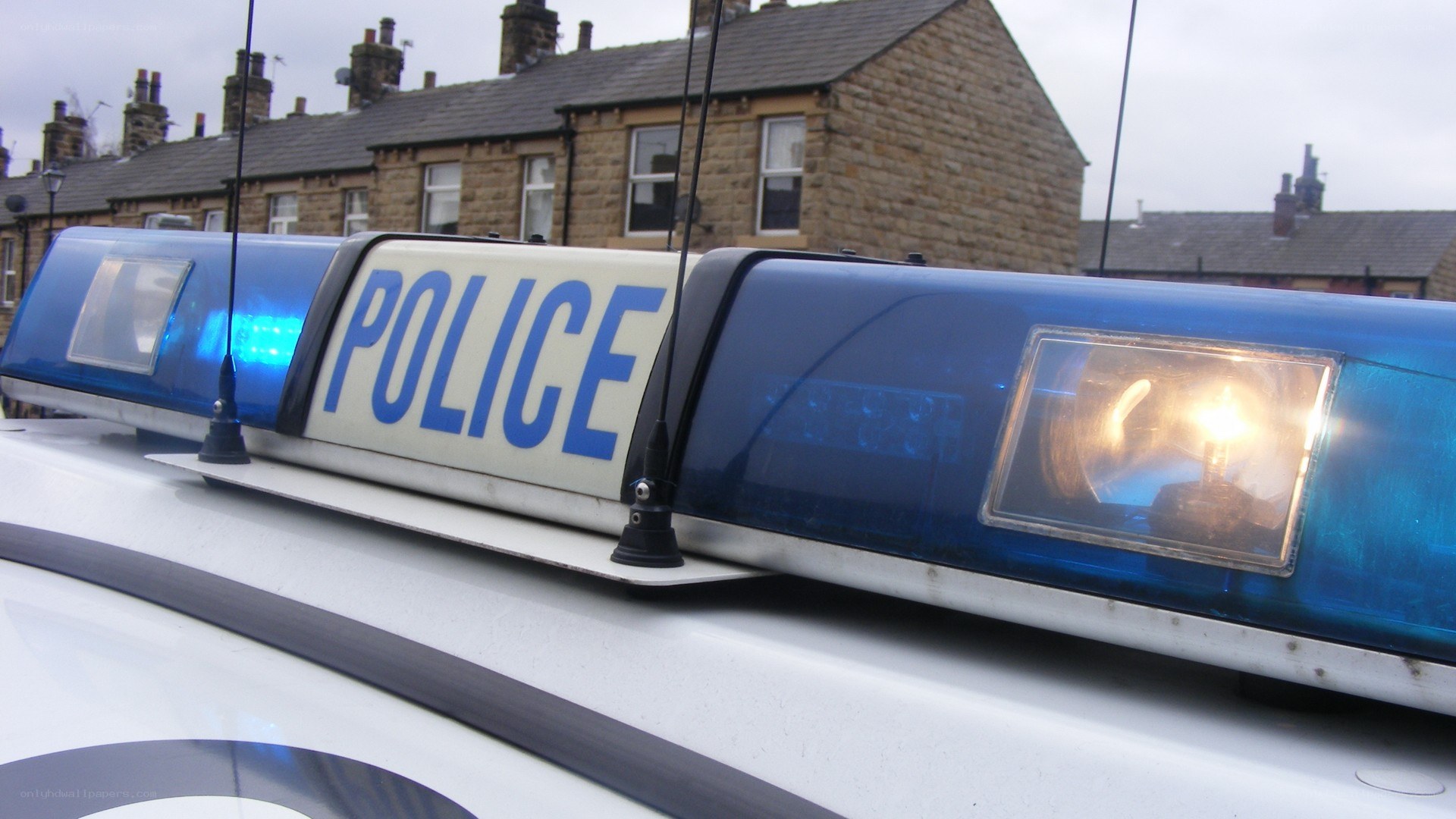 Police car lights on roof