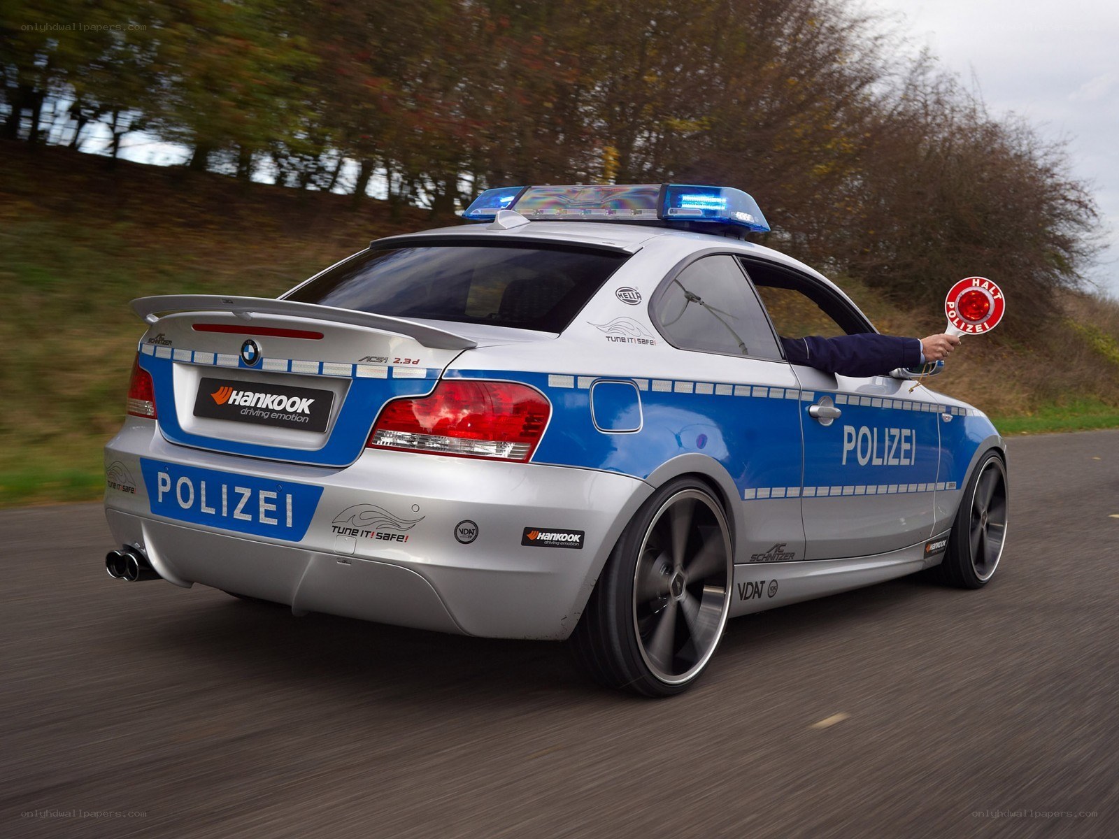 Police car on a road