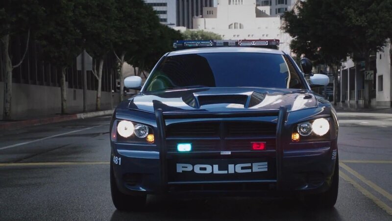 police car on city street