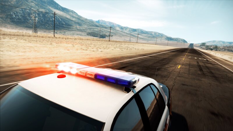Police Car on Desert Road — White