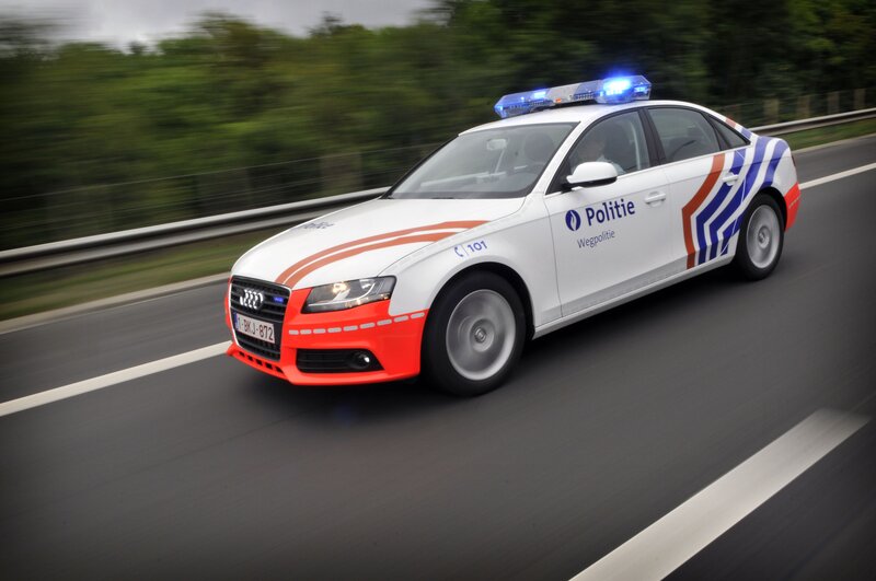 Police Car on Highway — White, Dynamic