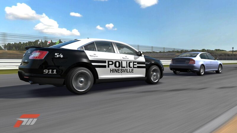 Police car on racetrack