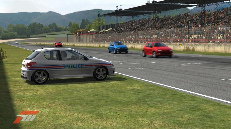 Police car on racetrack