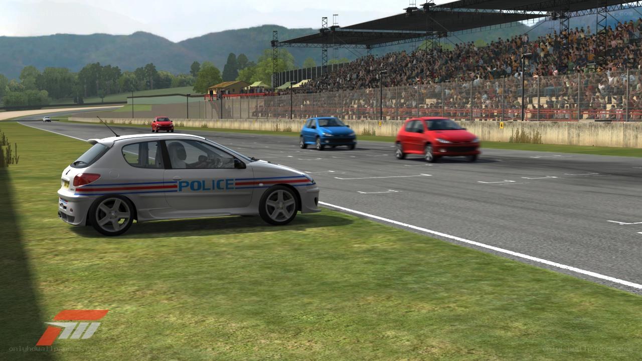 Police car on racetrack