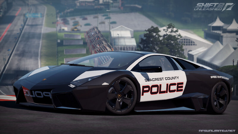 Police Car on Racetrack — Black