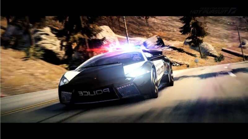 Police Car on Road — Black, Action-packed