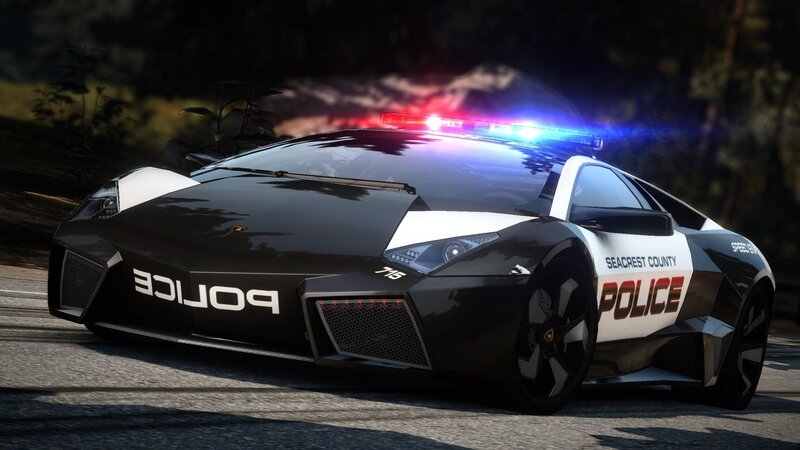 Police Car on Road — Black, Dramatic, Night, 3d Render, Lights