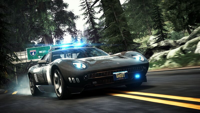 Police Car on Road — Black, Dynamic, Afternoon, 3d Render