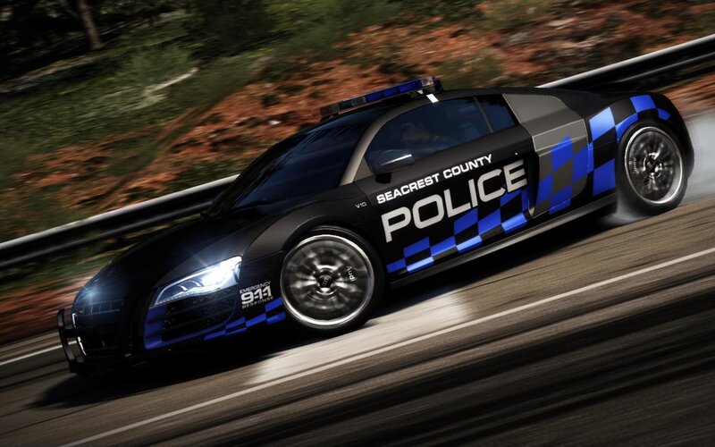 Police Car on Road — Black, Dynamic