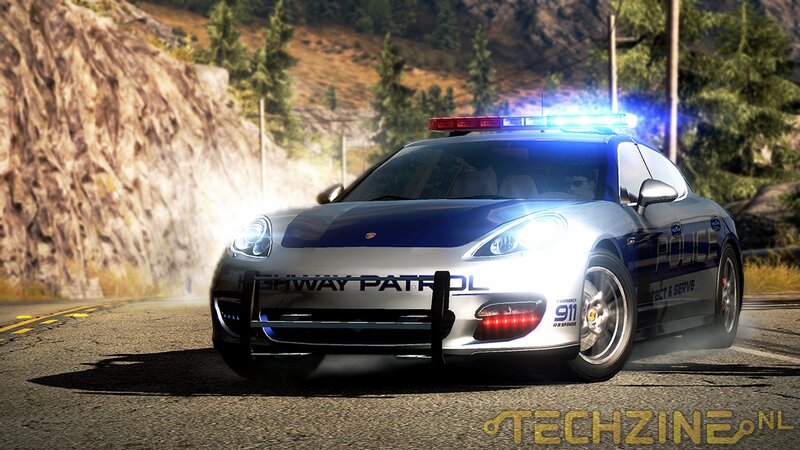 Police Car on Road — Blue