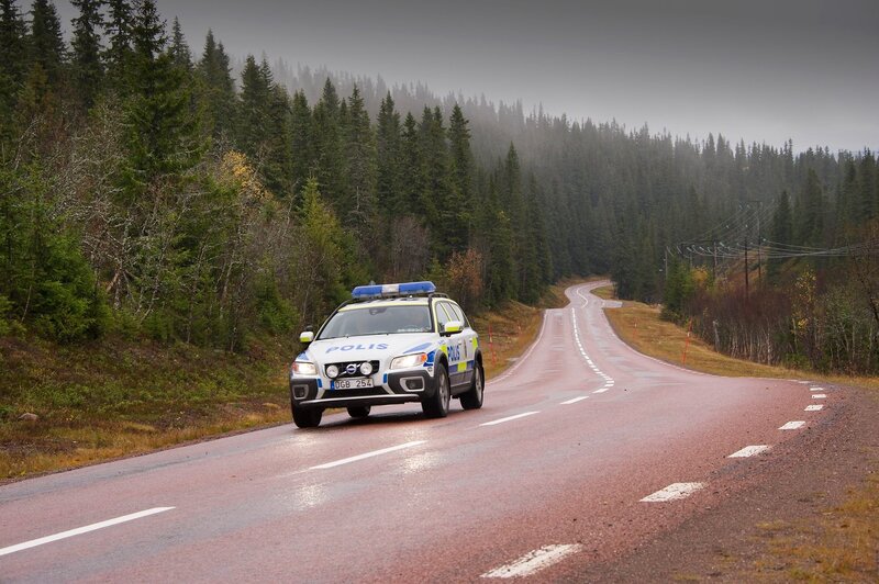 Police Car on Road — Green