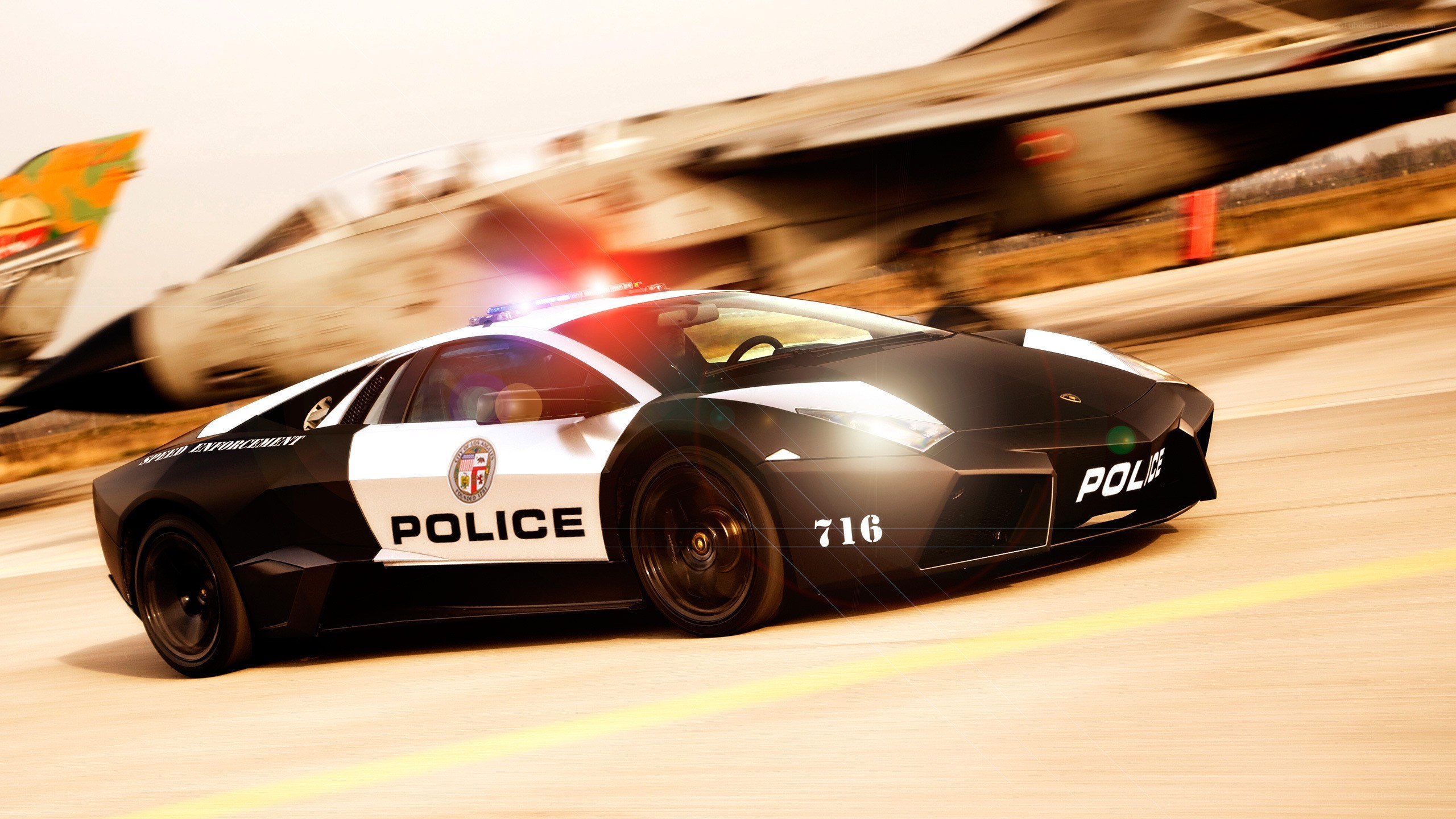police car on runway