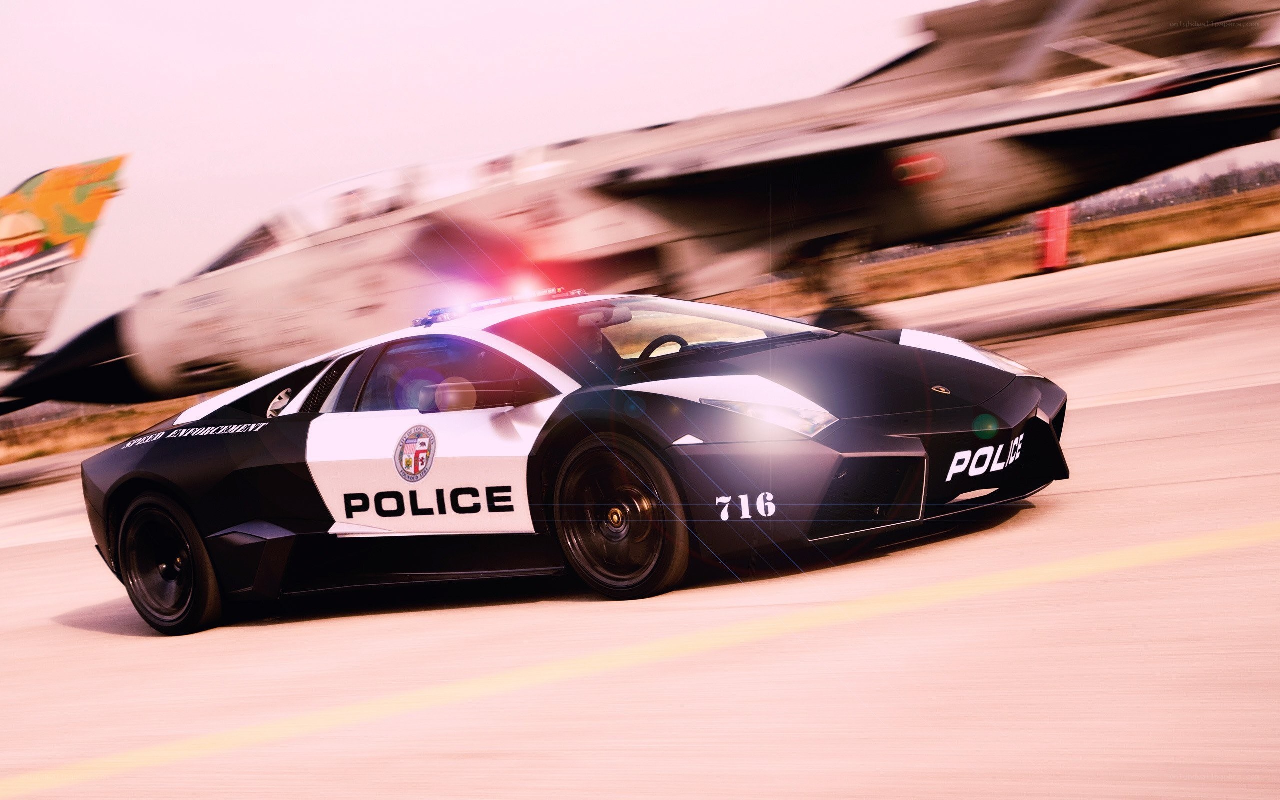 Police car on runway
