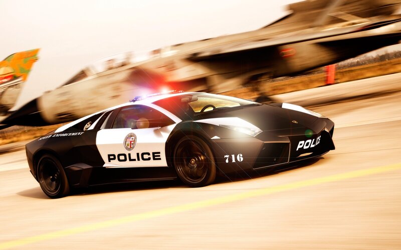 police car on runway