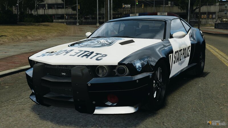 Police Car on Street — Black, Neutral