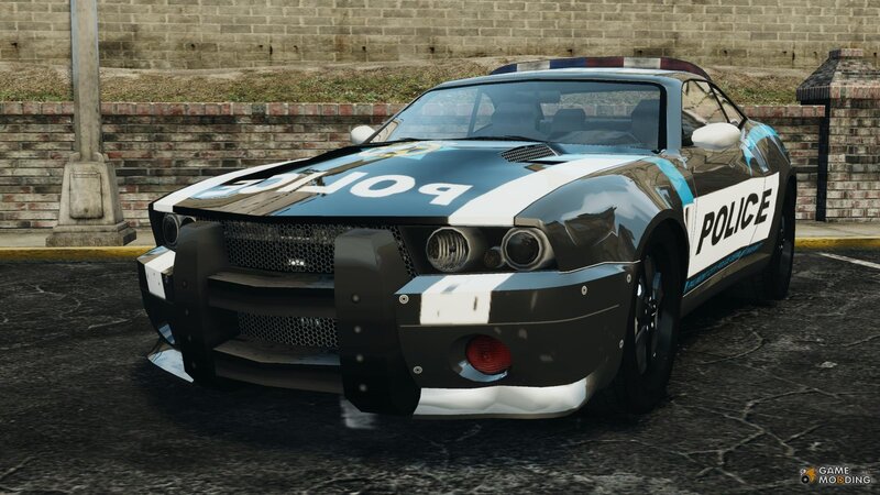 Police Car on Street — Black