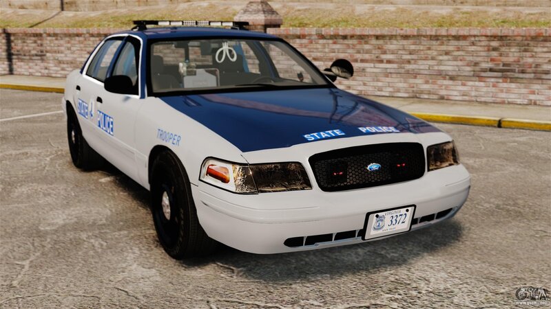 Police Car on Street — White