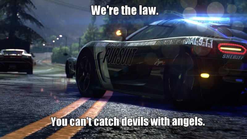 Police Car on Wet Road