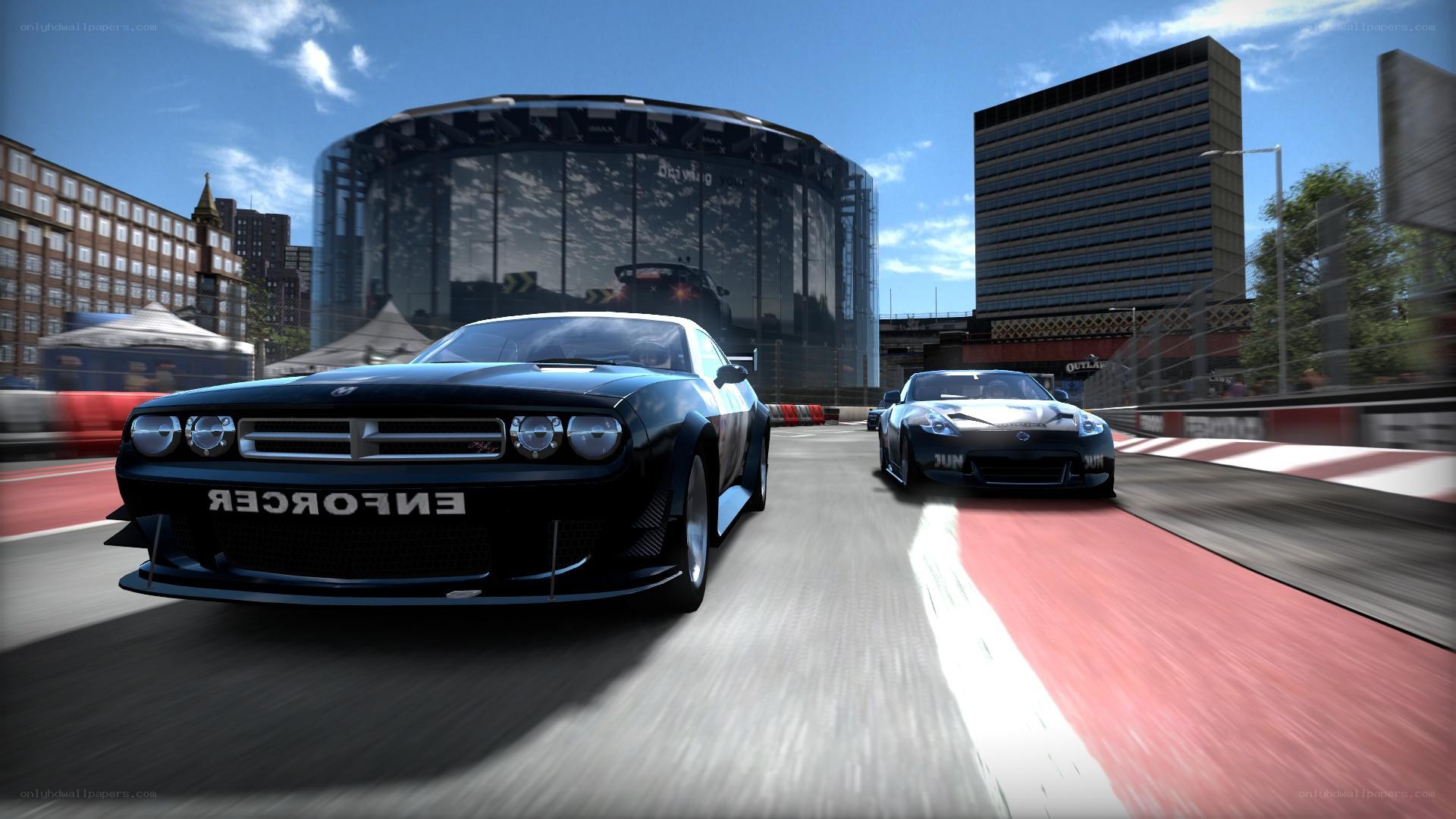 Police car racing in city