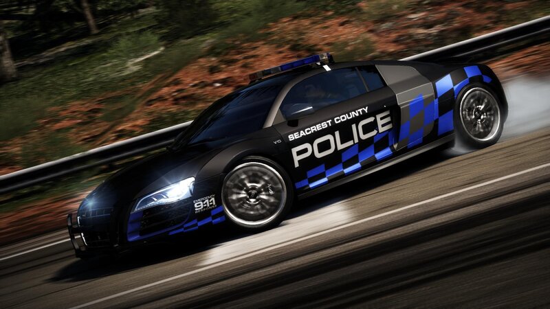 police car racing on road