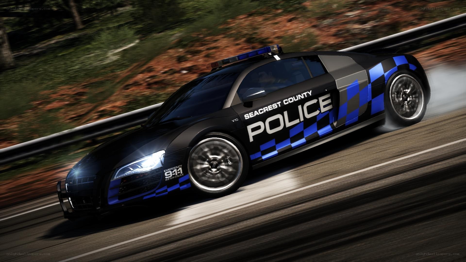 police car racing on road