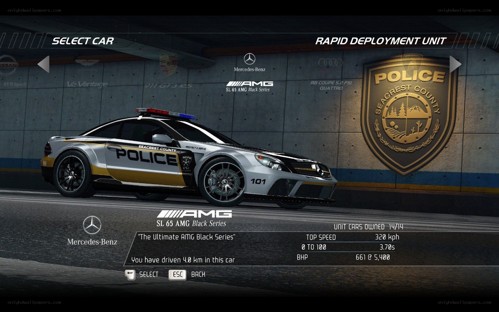 Police car selection screen